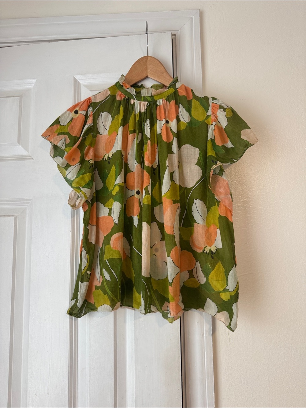 Trovata Birds of Paradise Carla Highneck Shirt Green Floral size XS - Picture 6 of 14